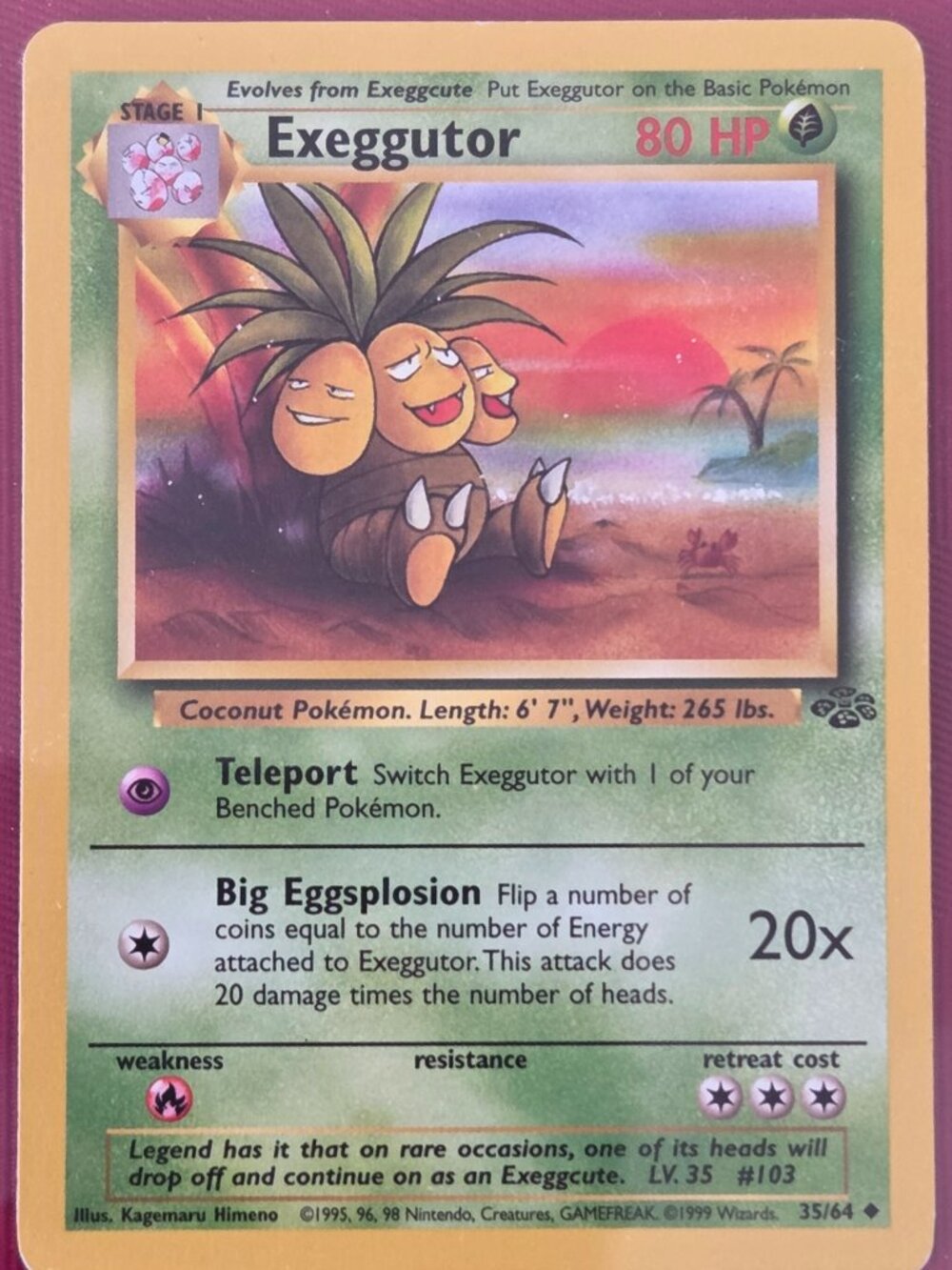 1999 POKEMON, EXEGGUTOR CARD!!!